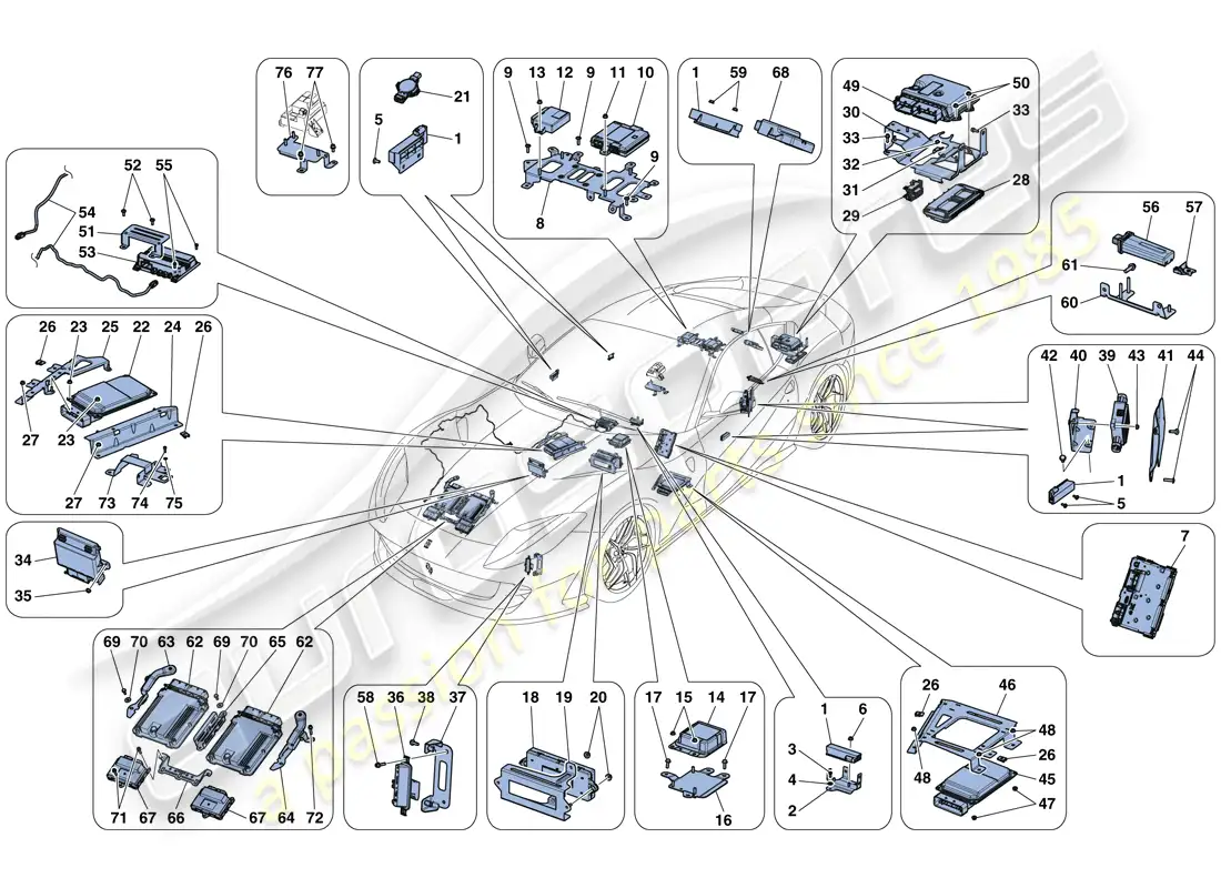 ferrari 812 superfast (usa) ecu del vehículo diagrama de piezas