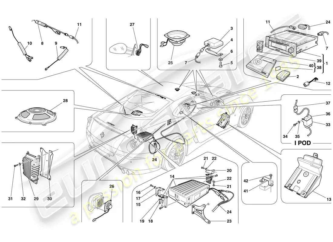 ferrari 599 gtb fiorano (usa) sistema de alta fidelidad diagrama de piezas