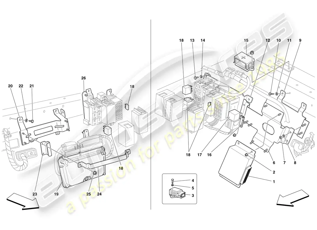 ferrari f430 scuderia (usa) ecu del habitáculo trasero diagrama de piezas