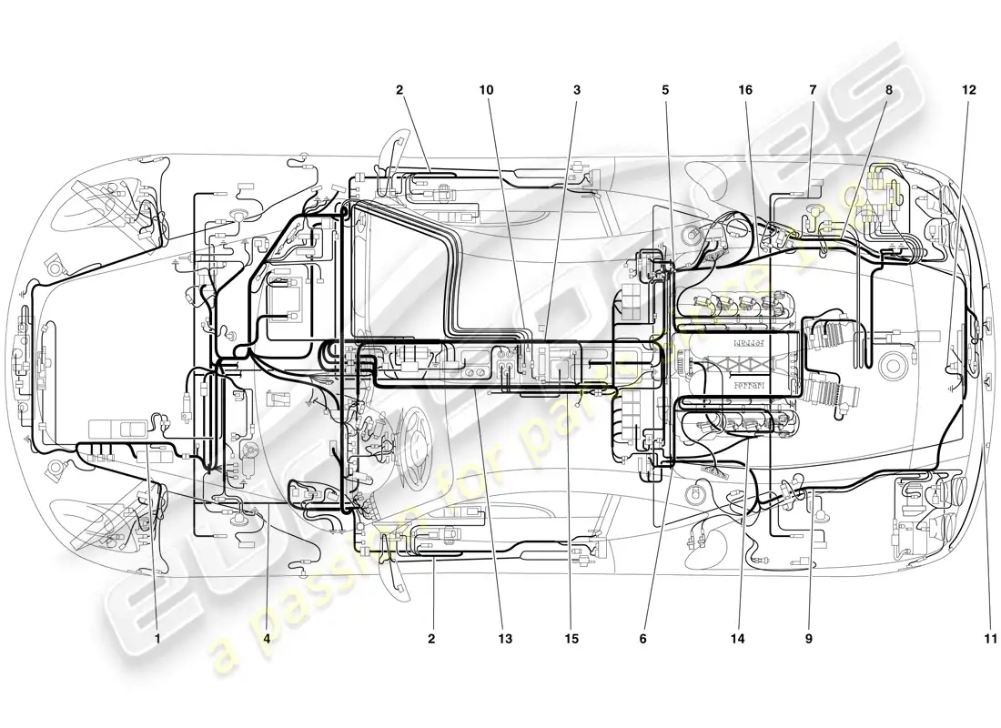 ferrari f430 scuderia spider 16m (europe) sistema eléctrico diagrama de piezas
