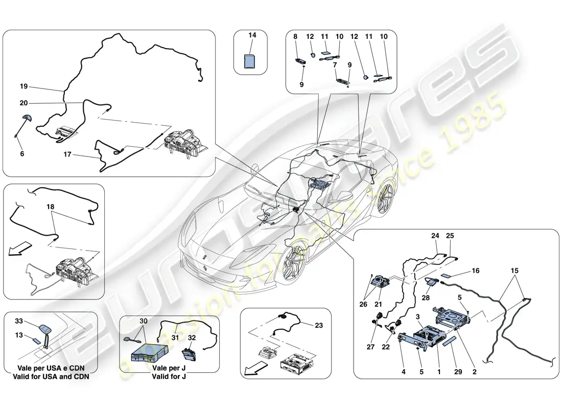 ferrari 812 superfast (rhd) infotainment system diagrama de piezas