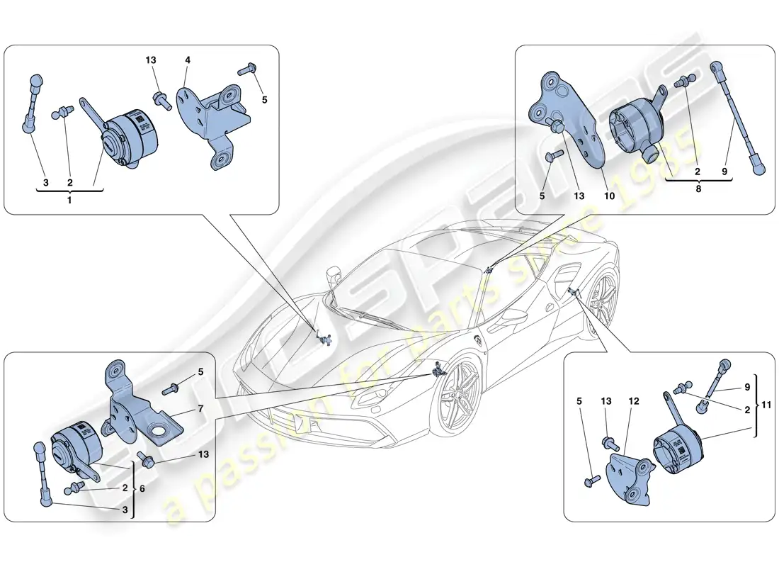 ferrari 488 gtb (europe) gestión electrónica (suspensión) diagrama de piezas
