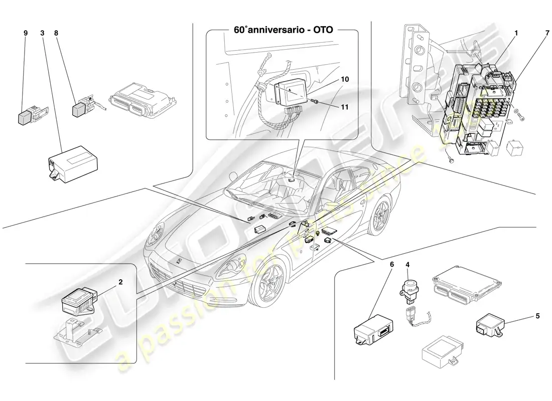 ferrari 612 scaglietti (rhd) ecu del habitáculo diagrama de piezas