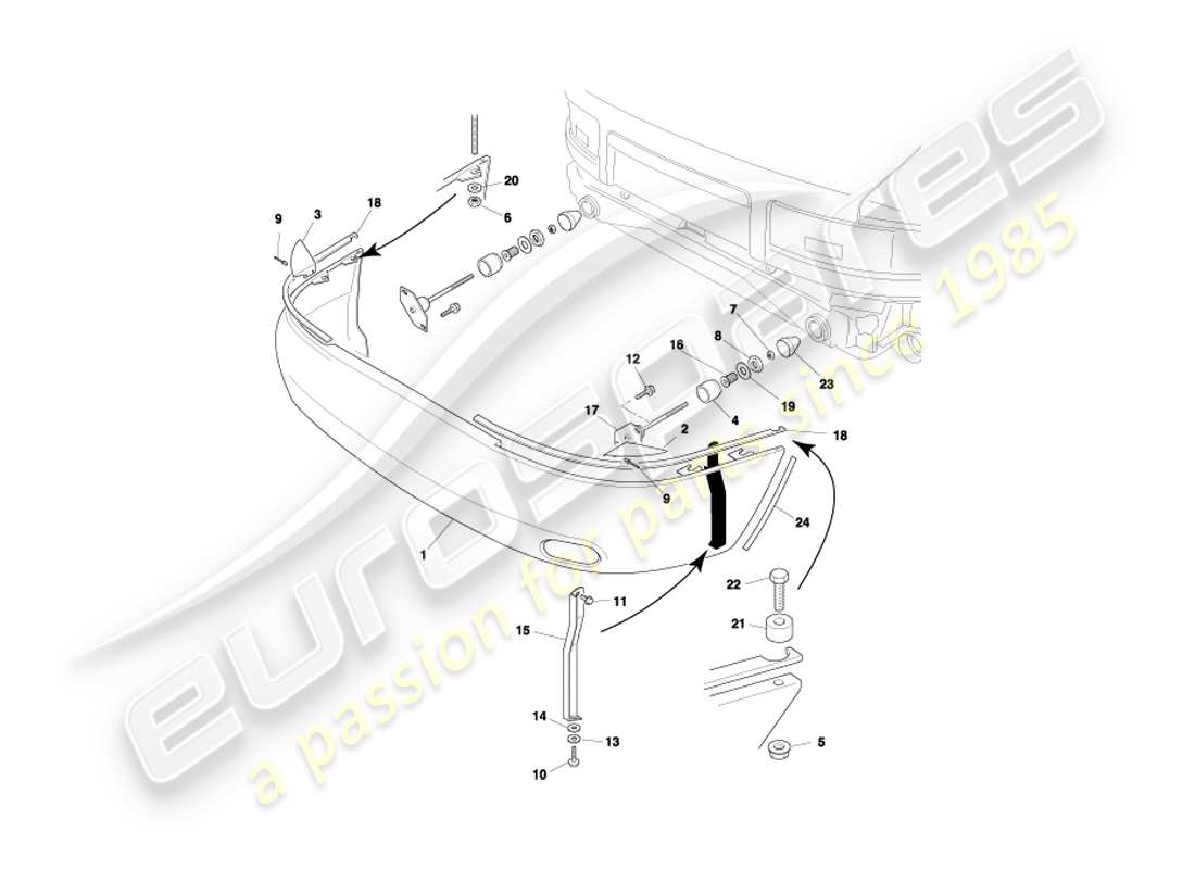 aston martin db7 vantage (1999) parachoques trasero, diagrama de piezas no ea
