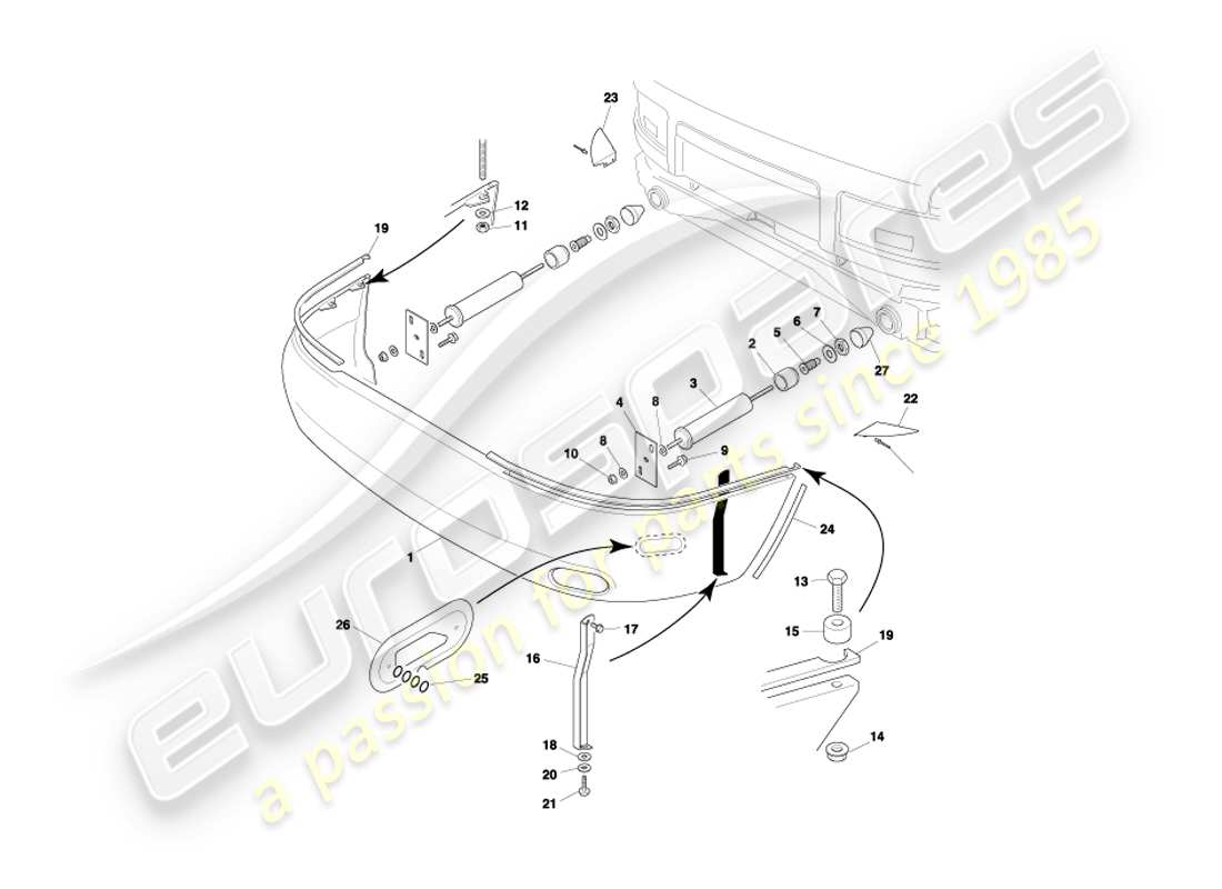 aston martin db7 vantage (1999) parachoques trasero, diagrama de piezas ea