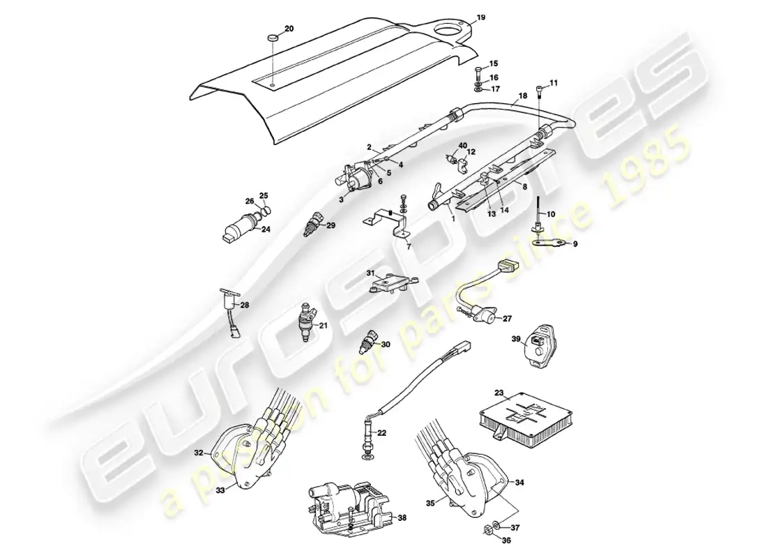 aston martin v8 volante (1999) inyección electrónica de combustible diagrama de piezas