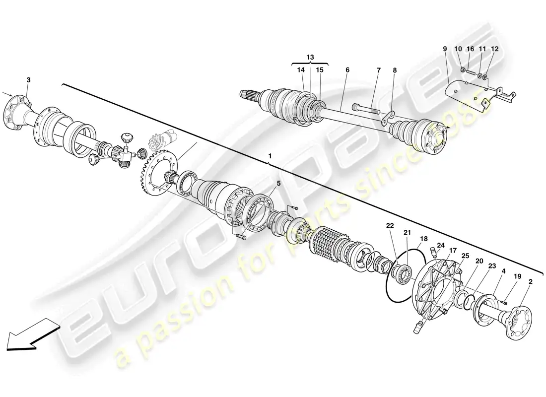 ferrari f430 scuderia spider 16m (rhd) diferencial y eje diagrama de piezas