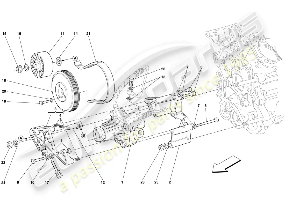 ferrari 612 scaglietti (europe) bomba de dirección asistida diagrama de piezas