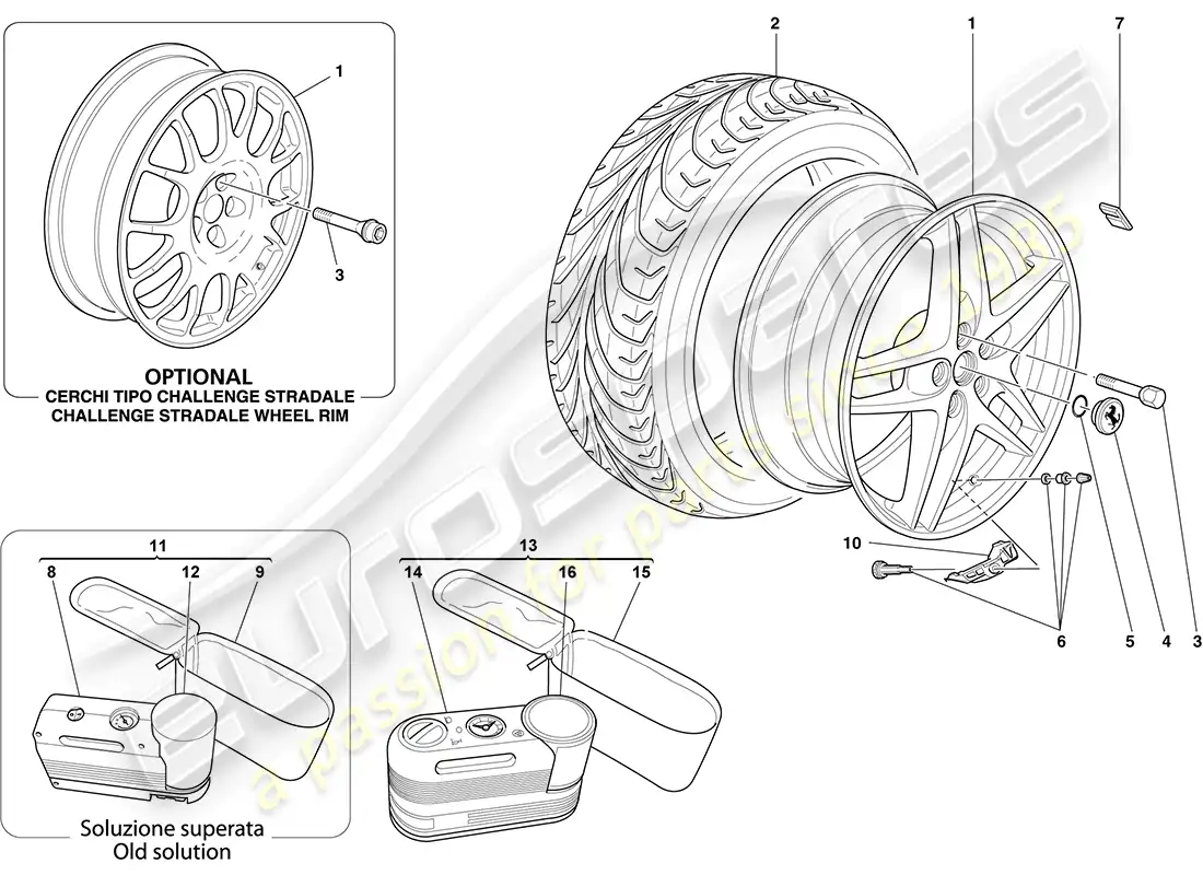 ferrari f430 coupe (europe) ruedas diagrama de piezas