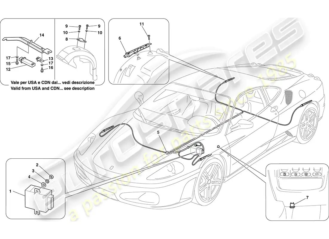 ferrari f430 coupe (europe) sistema de control de presión de neumáticos diagrama de piezas