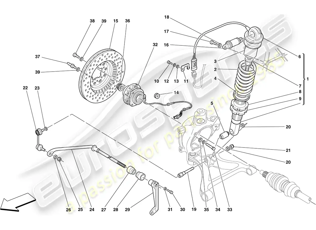 ferrari f430 coupe (europe) suspensión trasera: amortiguador y disco de freno diagrama de piezas