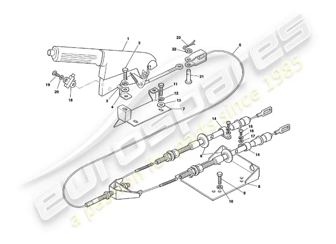 aston martin v8 volante (1999) freno de mano diagrama de piezas