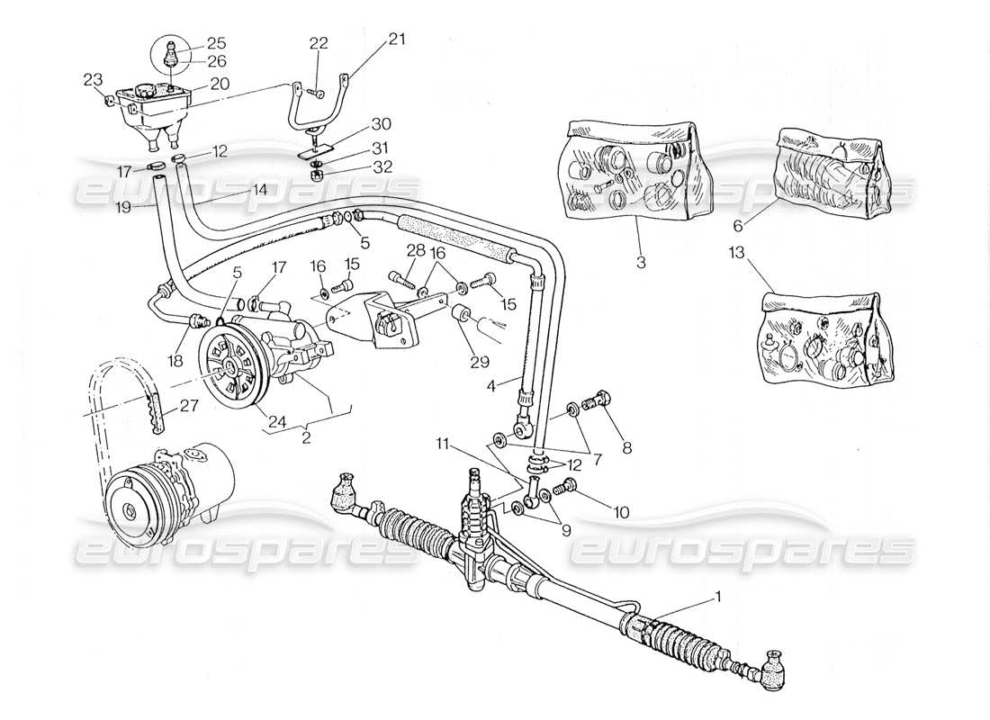 maserati 228 diagrama de piezas del sistema de dirección asistida (dirección derecha)