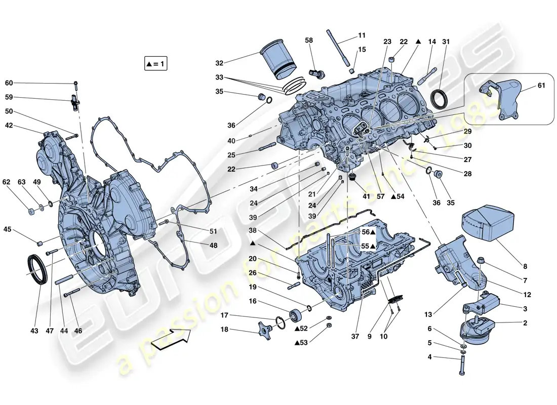 ferrari gtc4 lusso t (usa) crankcase diagrama de piezas