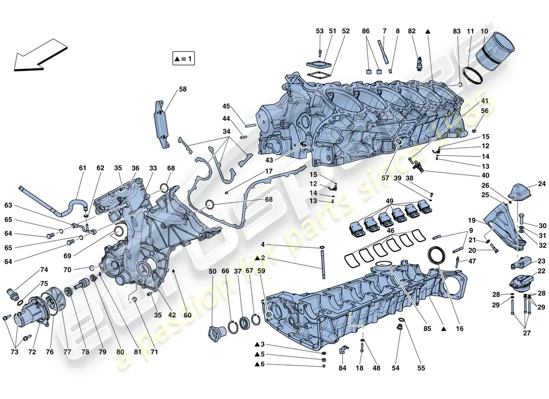 ferrari f12 berlinetta (europe) crankcase diagrama de piezas