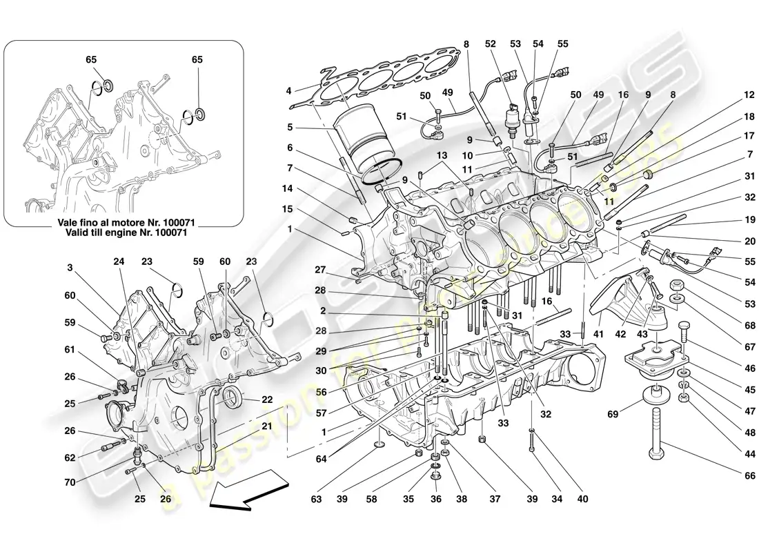 ferrari f430 spider (europe) crankcase diagrama de piezas