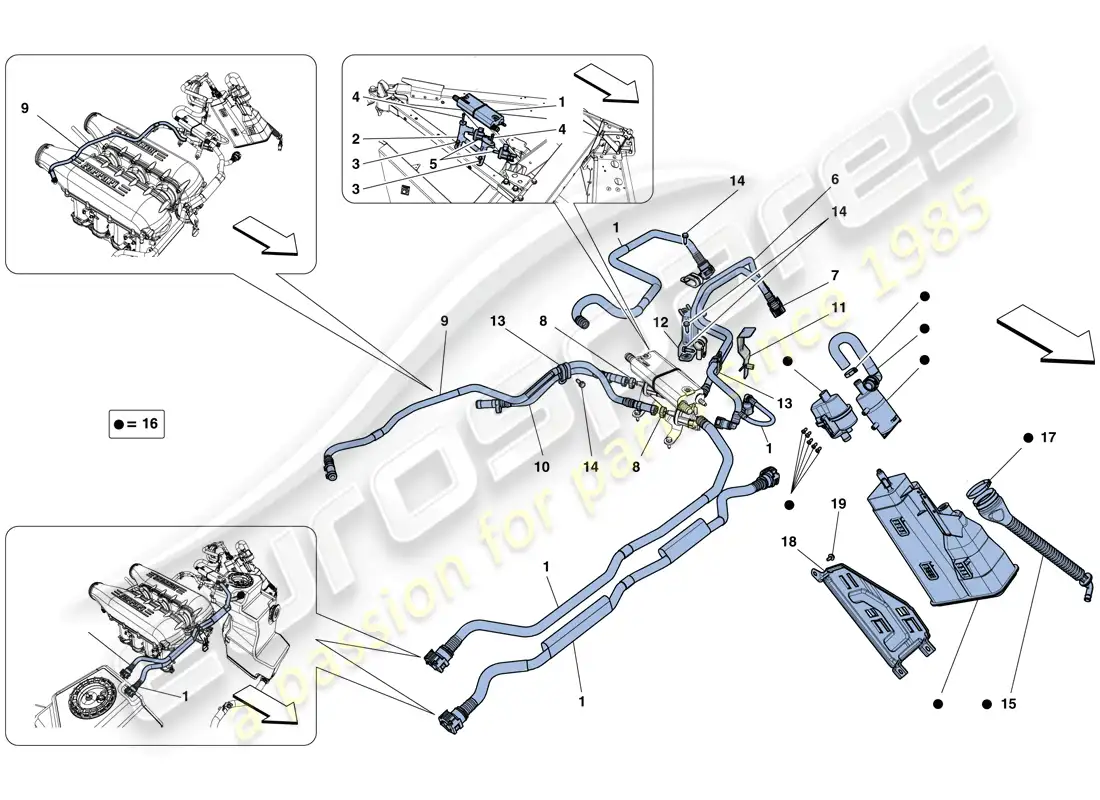 ferrari 458 speciale (usa) sistema de control de emisiones evaporativas diagrama de piezas