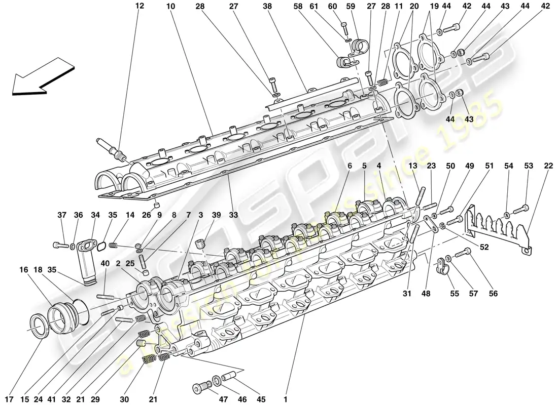 ferrari 612 sessanta (rhd) culata del lado derecho diagrama de piezas