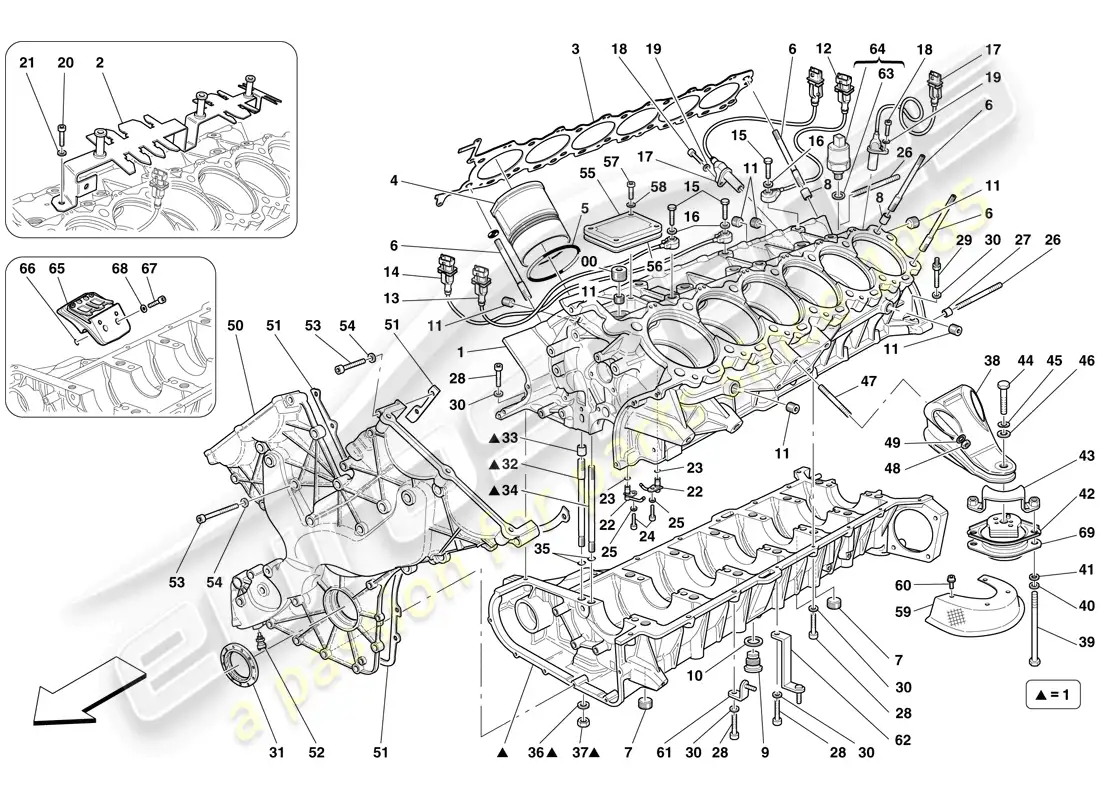 ferrari 599 gtb fiorano (usa) crankcase diagrama de piezas