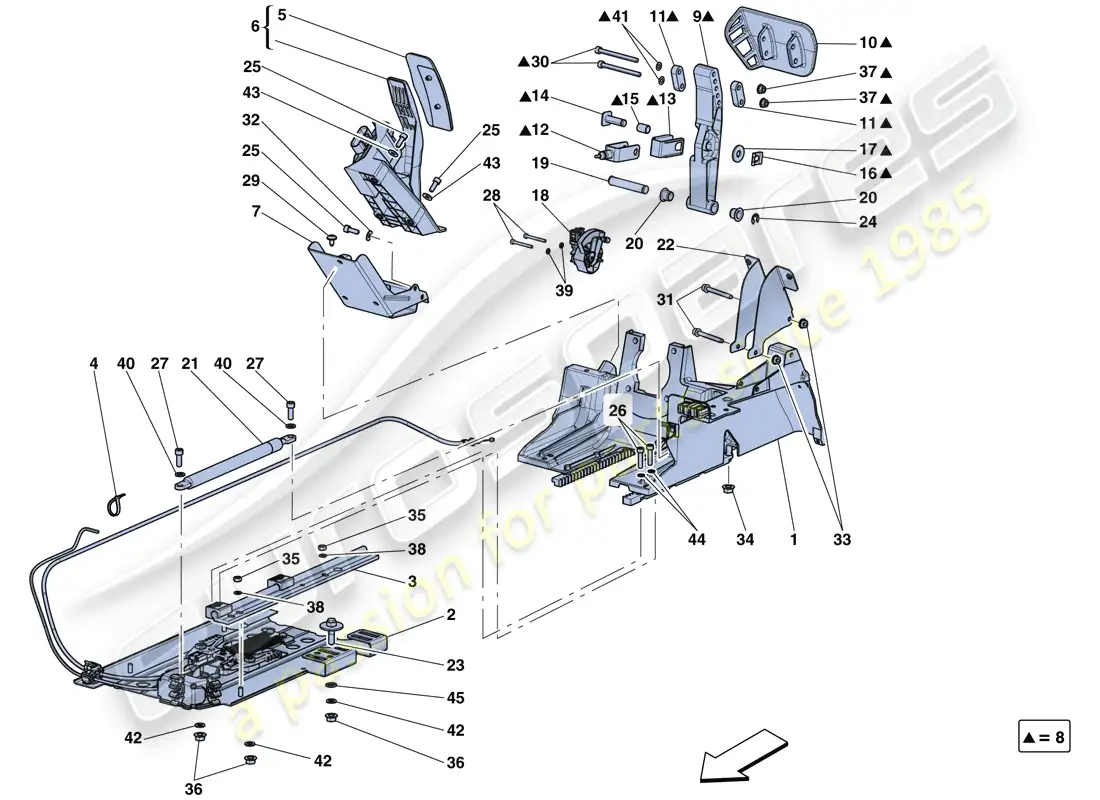 ferrari laferrari aperta (usa) pedalera diagrama de piezas