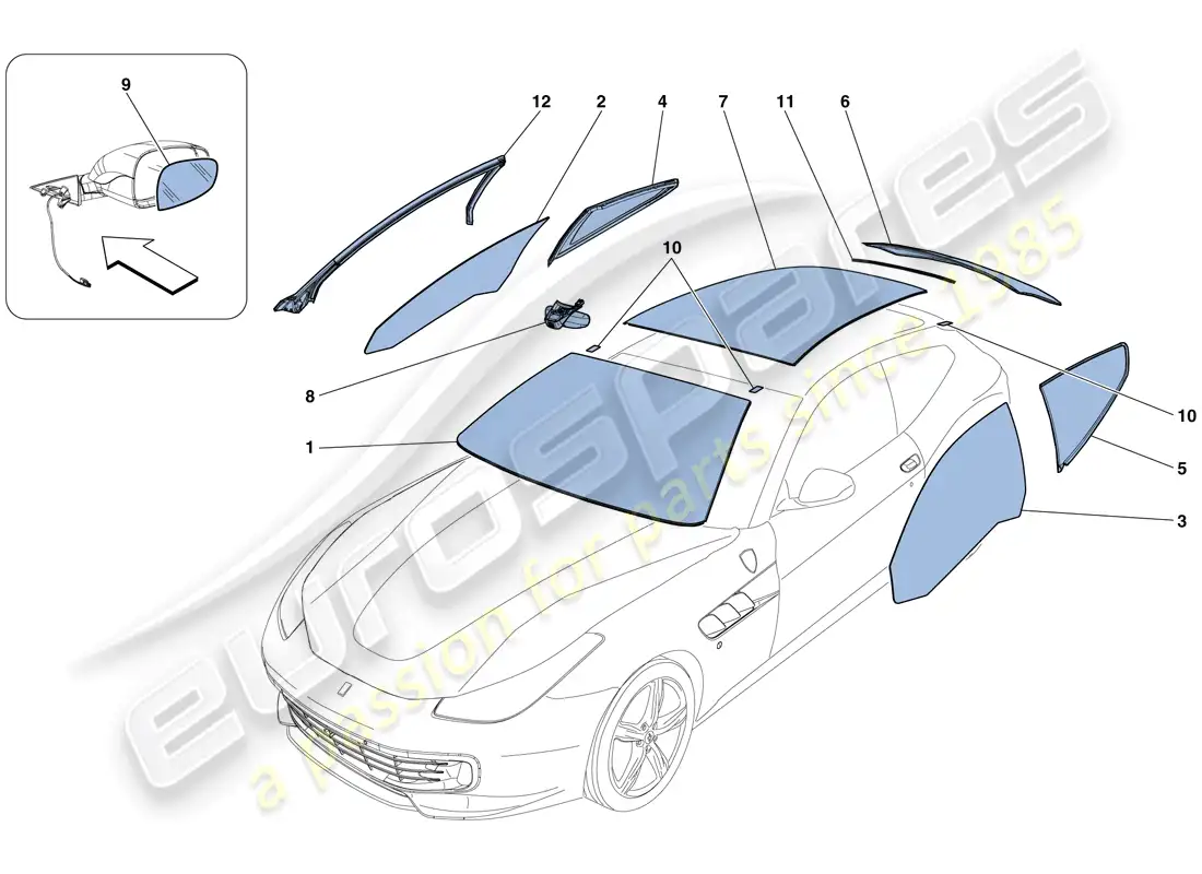 ferrari gtc4 lusso t (europe) pantallas, ventanas y juntas diagrama de piezas