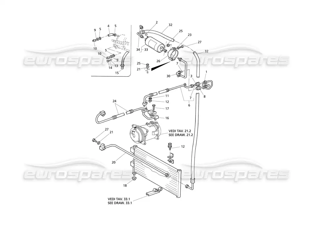 maserati qtp v8 evoluzione diagrama de piezas del sistema de aire acondicionado (transmisión derecha)