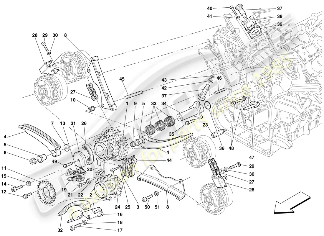 ferrari 599 sa aperta (rhd) sistema de tiempo - conducción diagrama de piezas