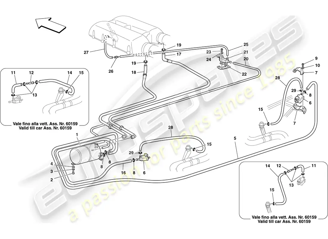 ferrari f430 coupe (usa) sistema actuador neumático diagrama de piezas
