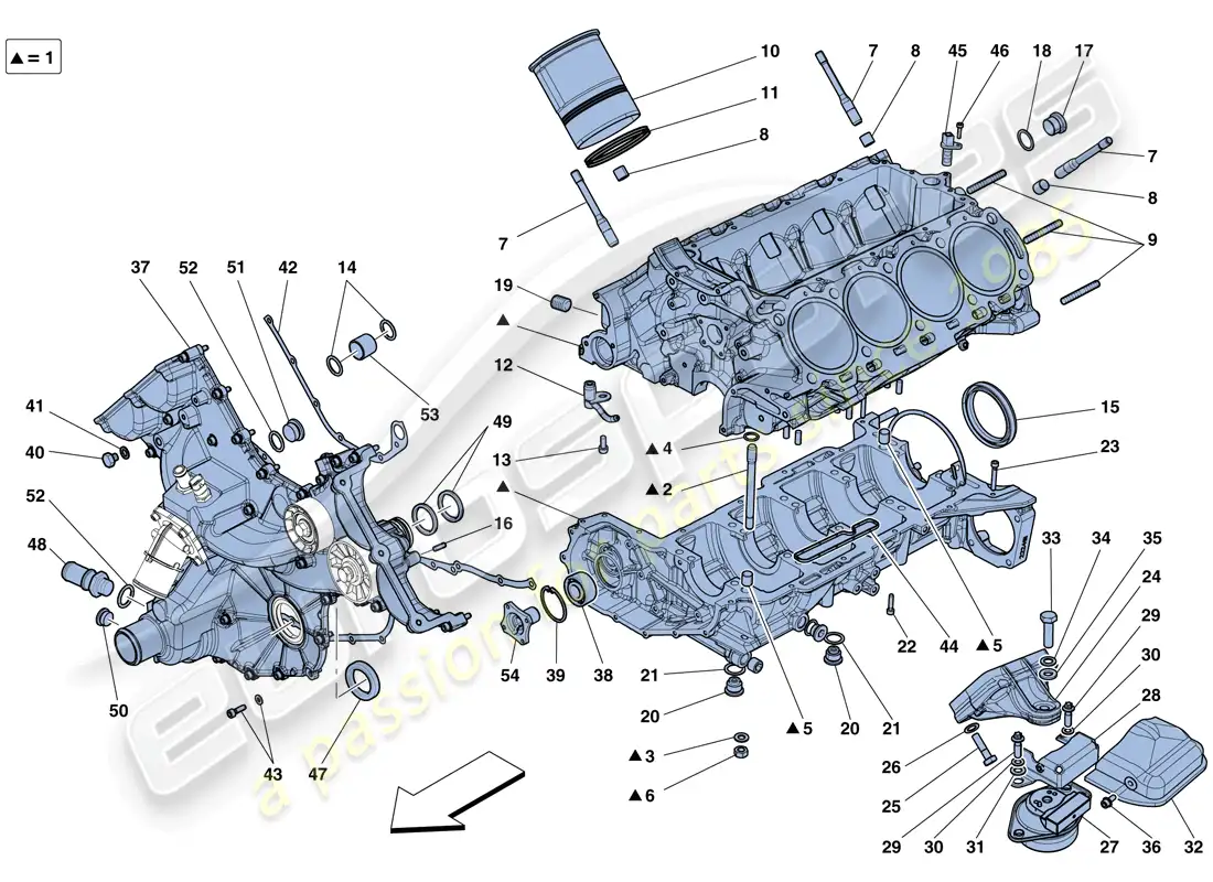 ferrari 458 speciale aperta (europe) crankcase diagrama de piezas