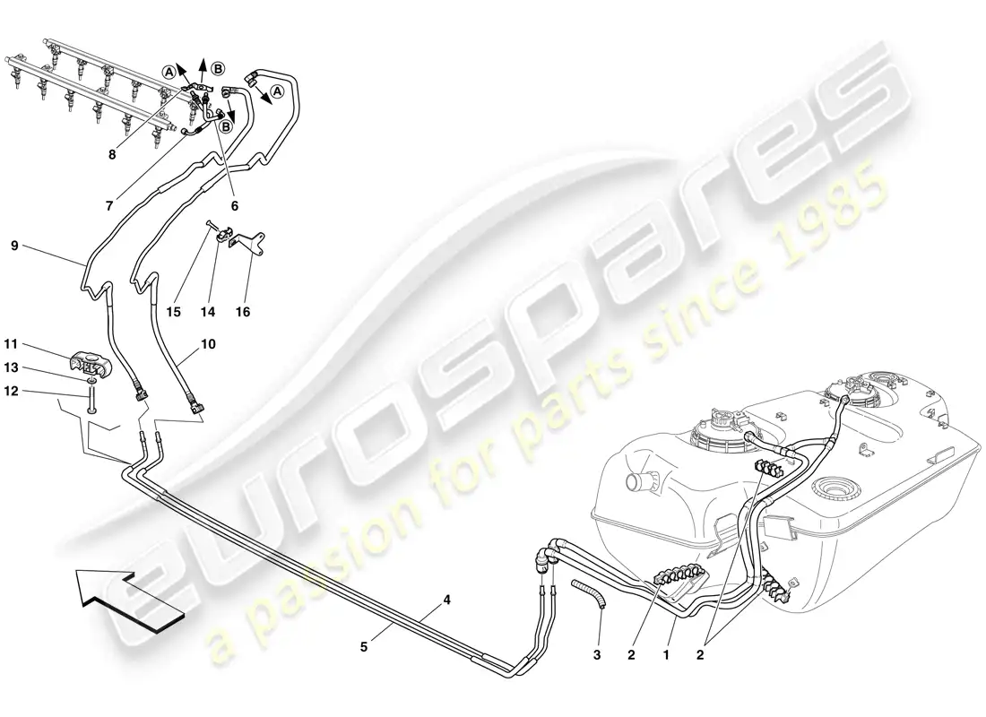 ferrari 599 sa aperta (rhd) fuel system diagrama de piezas