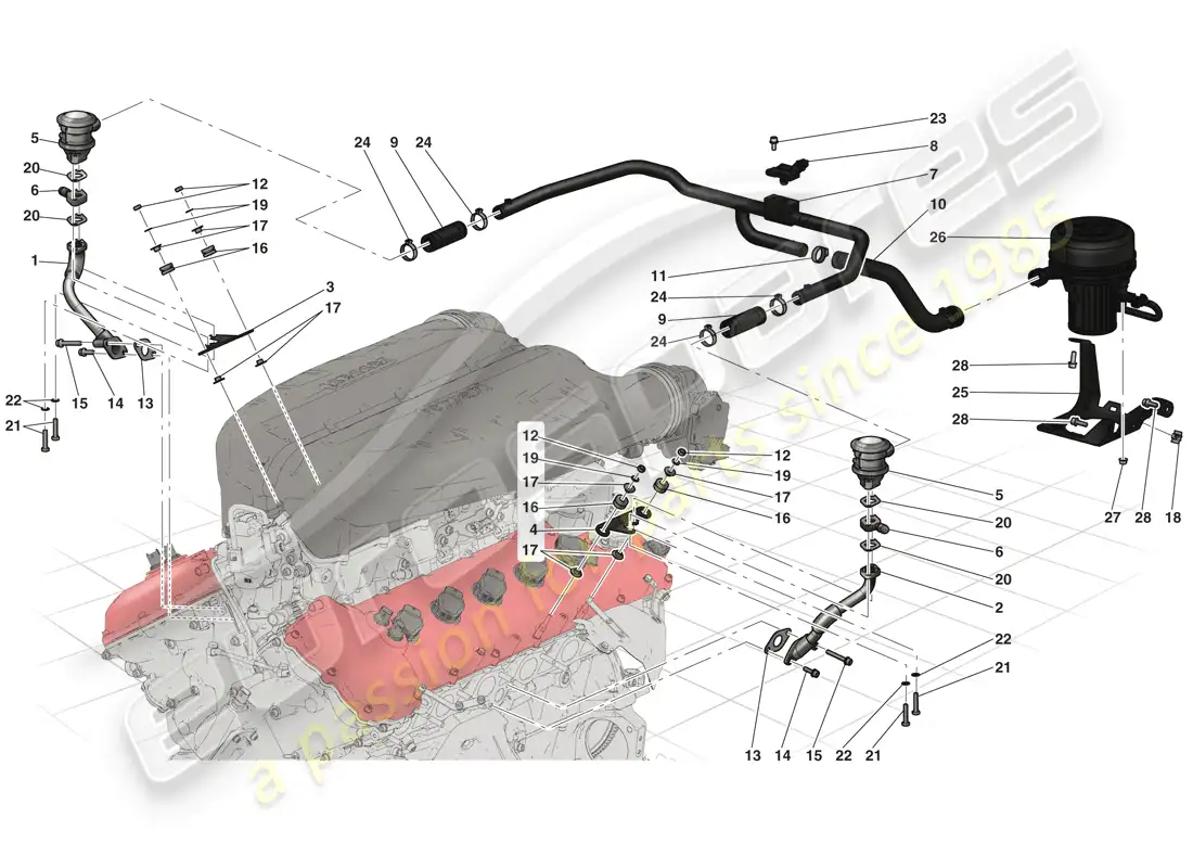 ferrari laferrari (europe) sistema de aire secundario diagrama de piezas