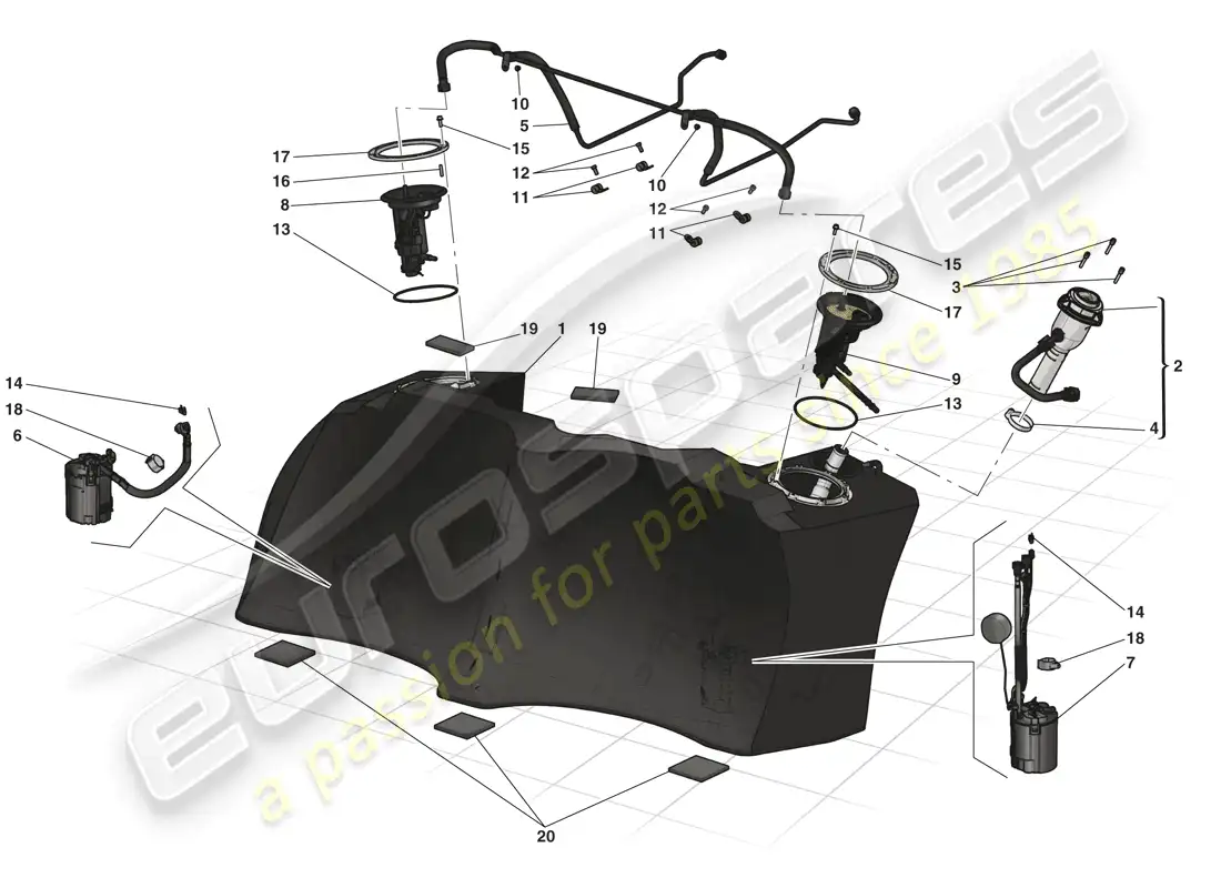 ferrari laferrari (usa) depósito de combustible - cuello de llenado y bombas diagrama de piezas