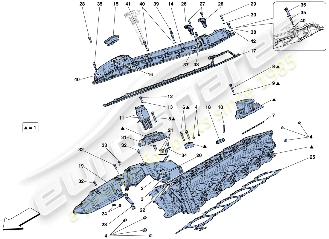 ferrari 812 superfast (usa) culata del lado derecho diagrama de piezas
