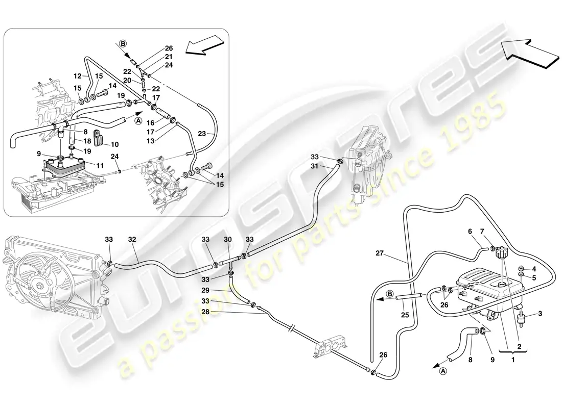 ferrari f430 spider (rhd) tanque previsor diagrama de piezas