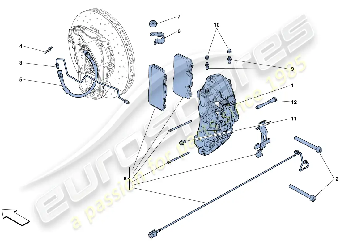 ferrari gtc4 lusso (europe) pinzas de freno delantero diagrama de piezas
