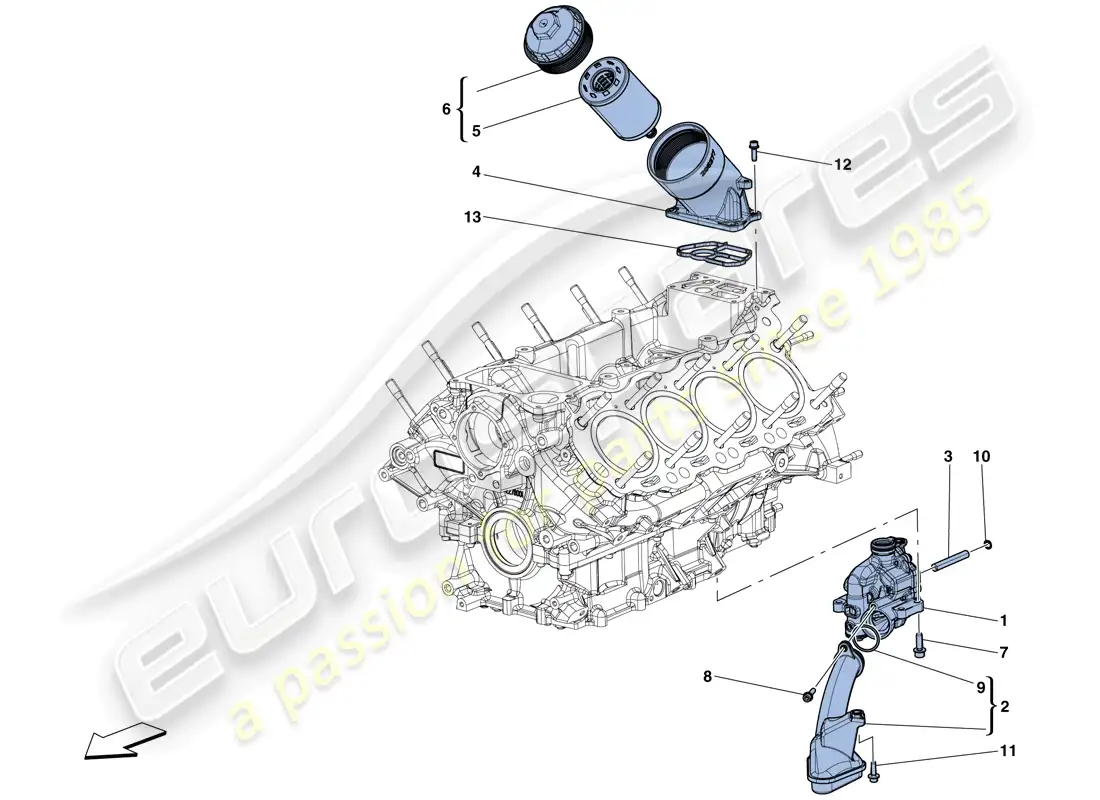 ferrari gtc4 lusso t (rhd) lubrication: pump and filter diagrama de piezas