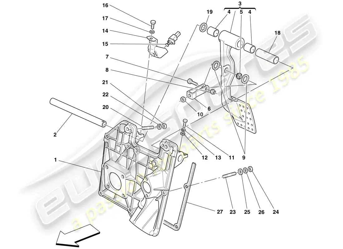 ferrari f430 scuderia (europe) pedalera diagrama de piezas