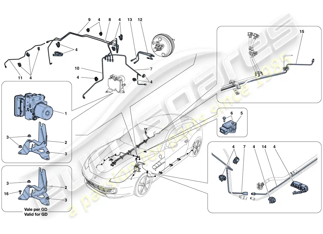 ferrari gtc4 lusso t (usa) brake system diagrama de piezas