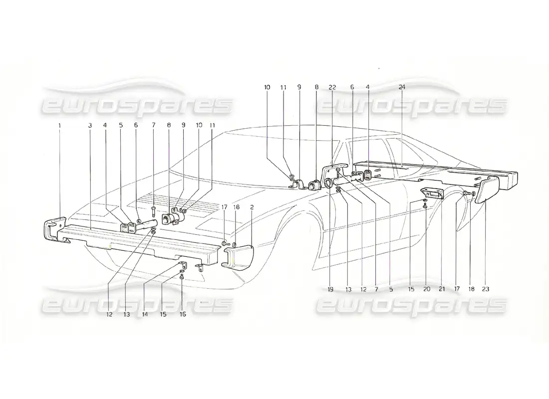 ferrari 308 gt4 dino (1976) parachoques (versión estadounidense) diagrama de piezas