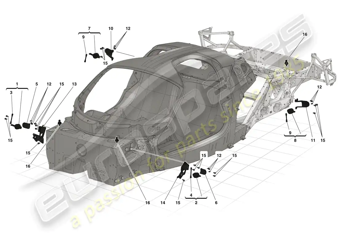 ferrari laferrari (europe) gestión electrónica (suspensión) diagrama de piezas