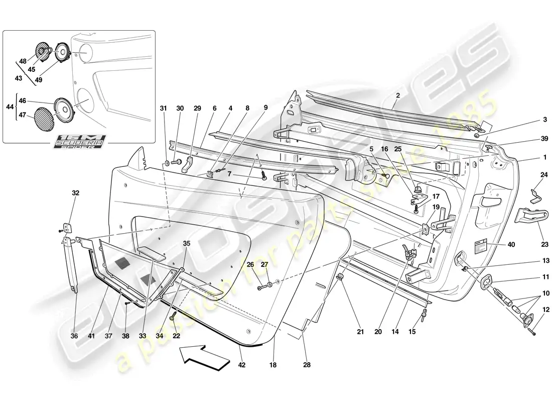 ferrari f430 scuderia (europe) puertas - subestructura y acabados diagrama de piezas