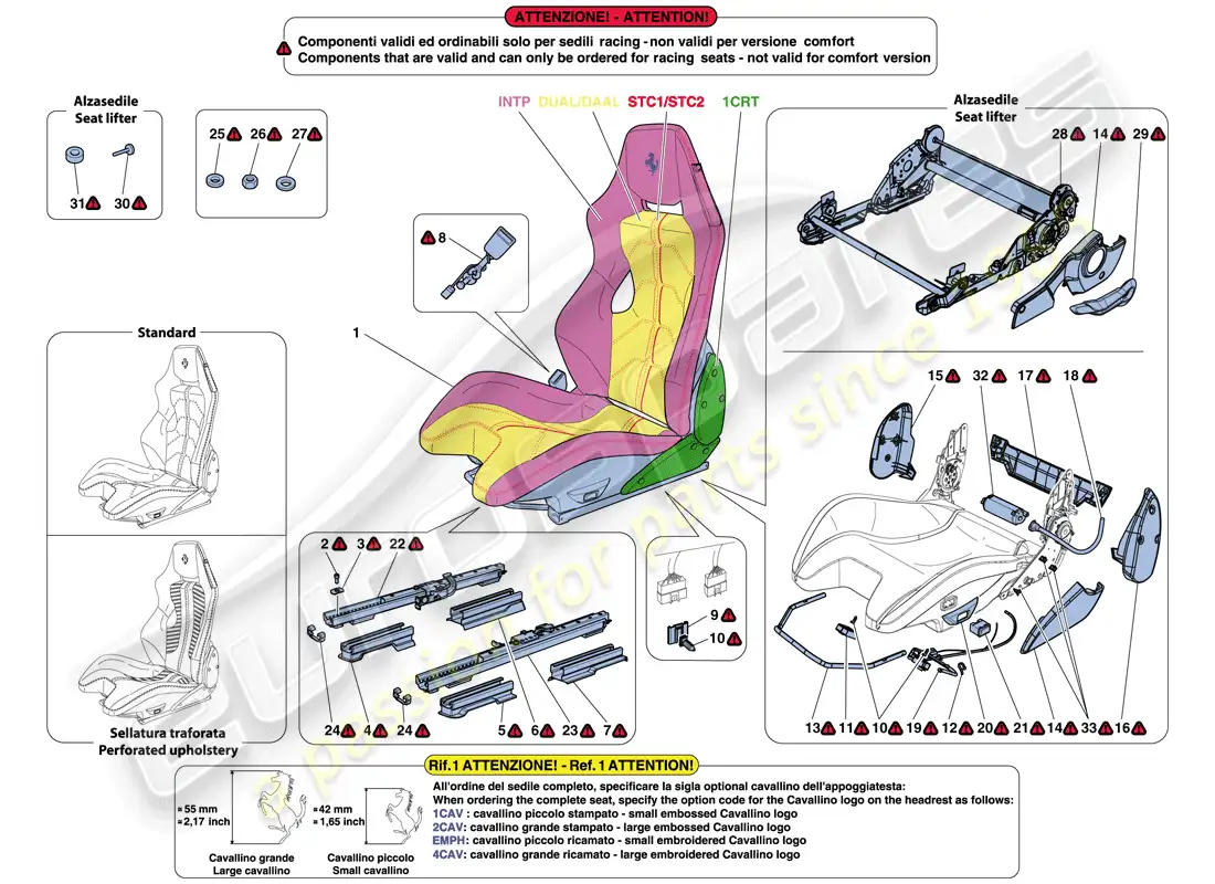 ferrari f12 berlinetta (europe) asiento de carreras diagrama de piezas