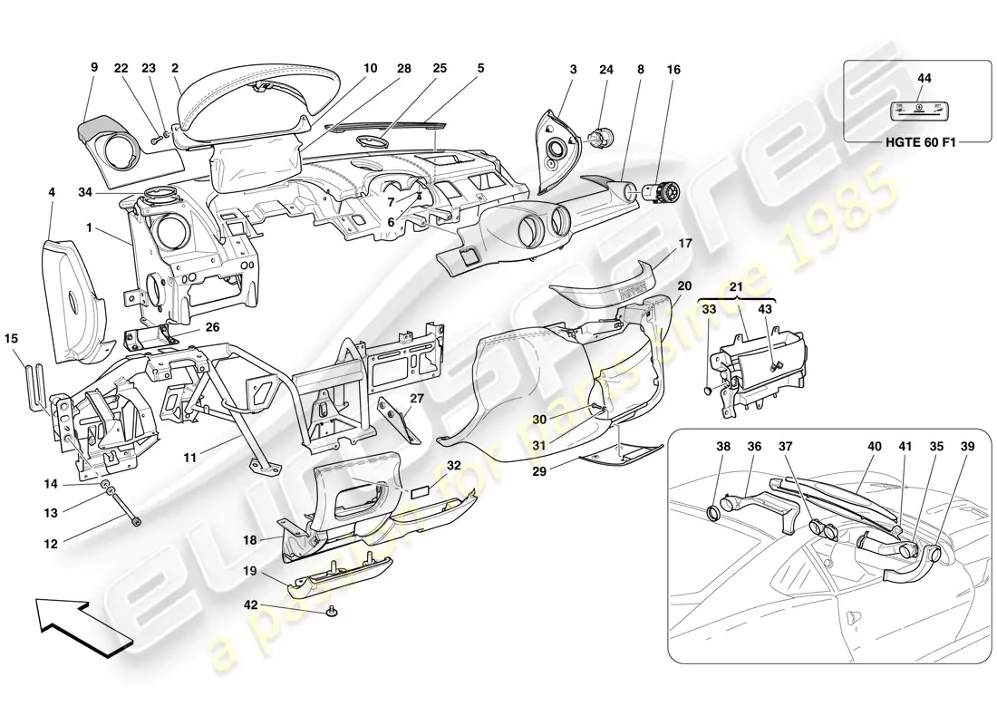 ferrari 599 gtb fiorano (europe) panel diagrama de piezas