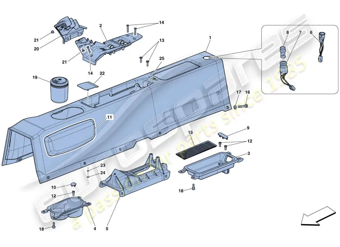 ferrari 458 speciale aperta (rhd) túnel - subestructura y accesorios diagrama de piezas