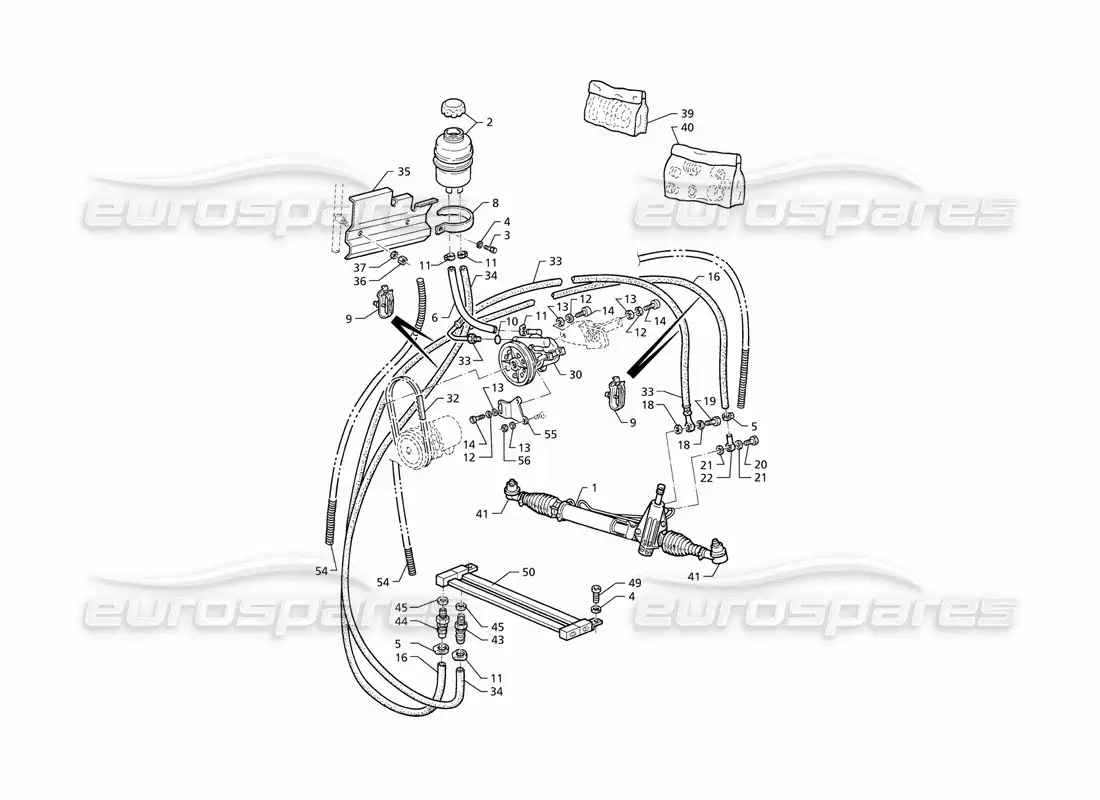 maserati qtp v8 (1998) sistema de dirección asistida (lhd) diagrama de piezas