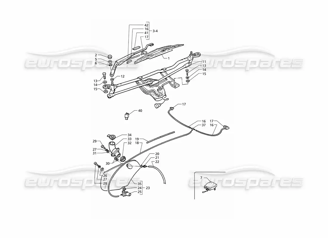 maserati qtp v6 (1996) limpiaparabrisas y arandela (rhd) diagrama de piezas
