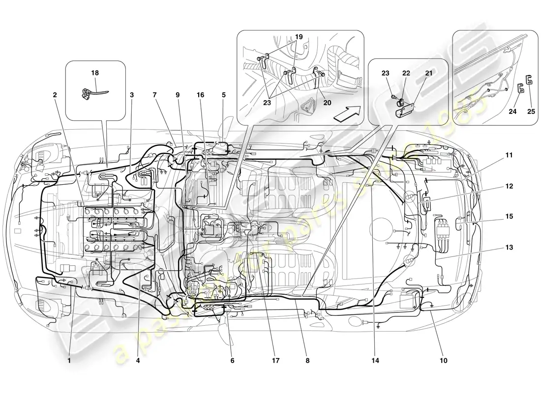 ferrari 599 gtb fiorano (usa) sistema eléctrico diagrama de piezas