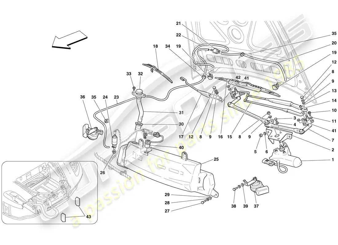 ferrari f430 spider (europe) limpiaparabrisas, arandela y bocina diagrama de piezas