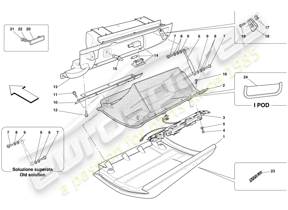 ferrari 599 gtb fiorano (europe) guantera diagrama de piezas