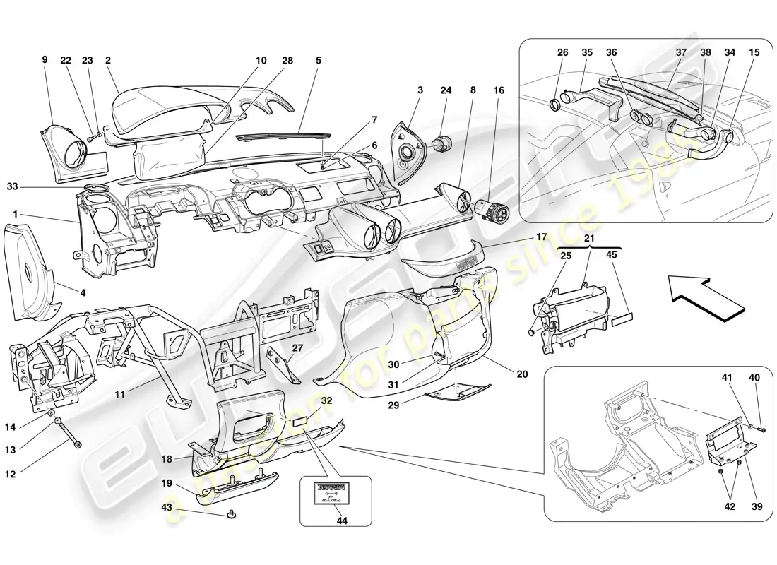 ferrari 599 sa aperta (usa) panel diagrama de piezas